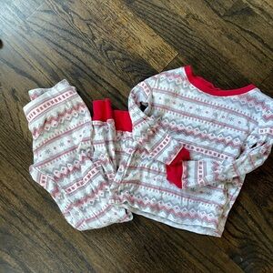 LC Lauren Conrad Red and White Pajama Set with Festive Christmas Design